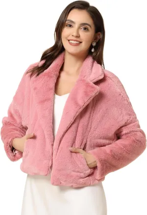 Allegra K Women's Winter Wedding Faux Fur Bolero Jacket Loose Formal Faux Fur Coat
