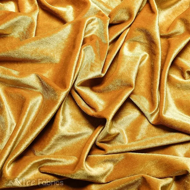 Antique Gold Stretch Velvet Fabric Soft and Smooth