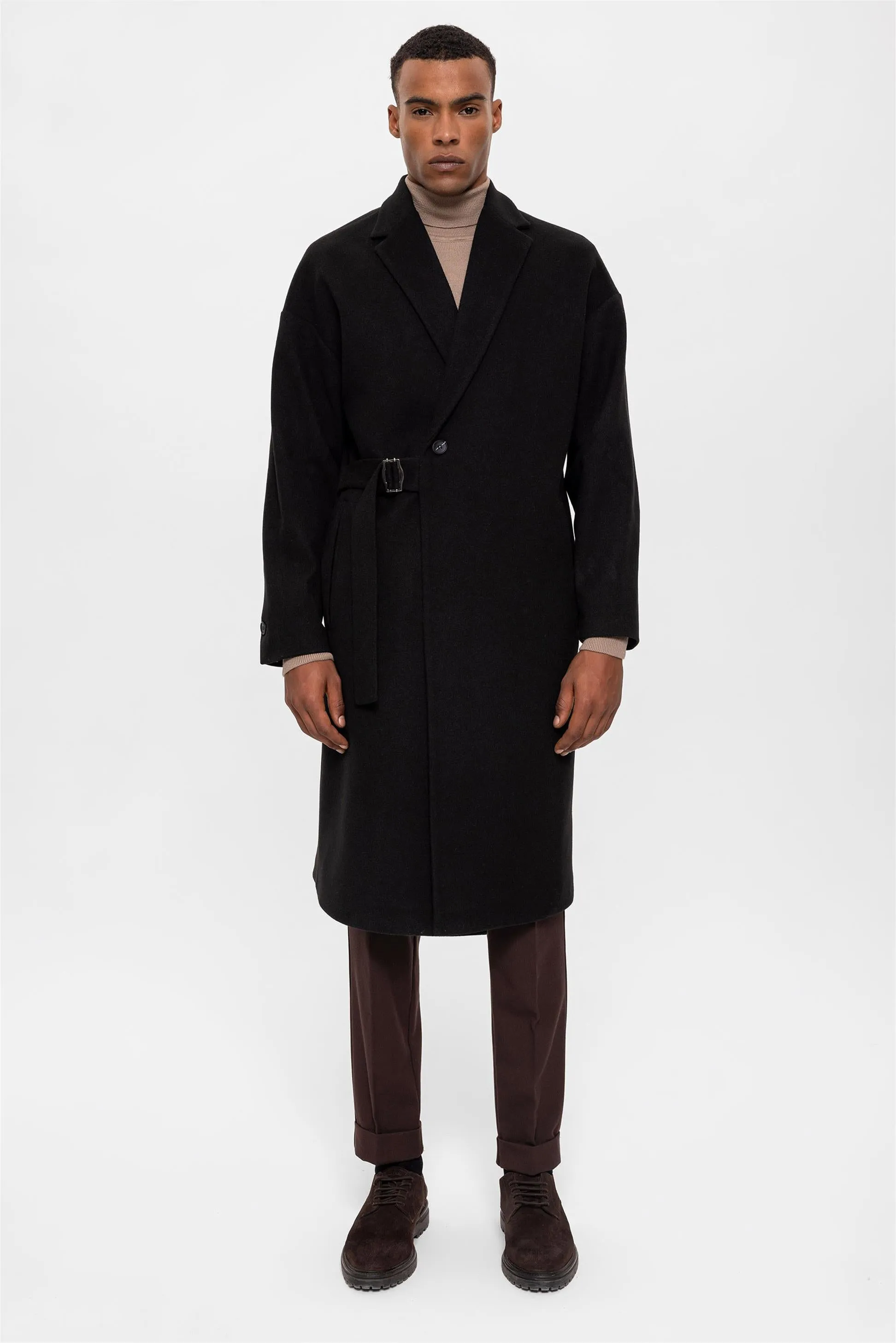 Belted Oversize Men's Coat - Wessi