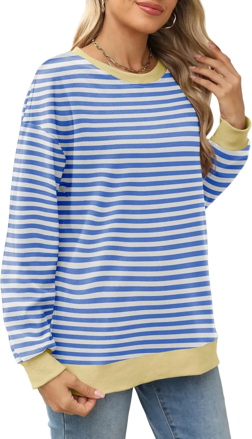Besshopie Womens Long Sleeve Shirts Crewneck Casual Tunic Tops Fall Fashion Outfits