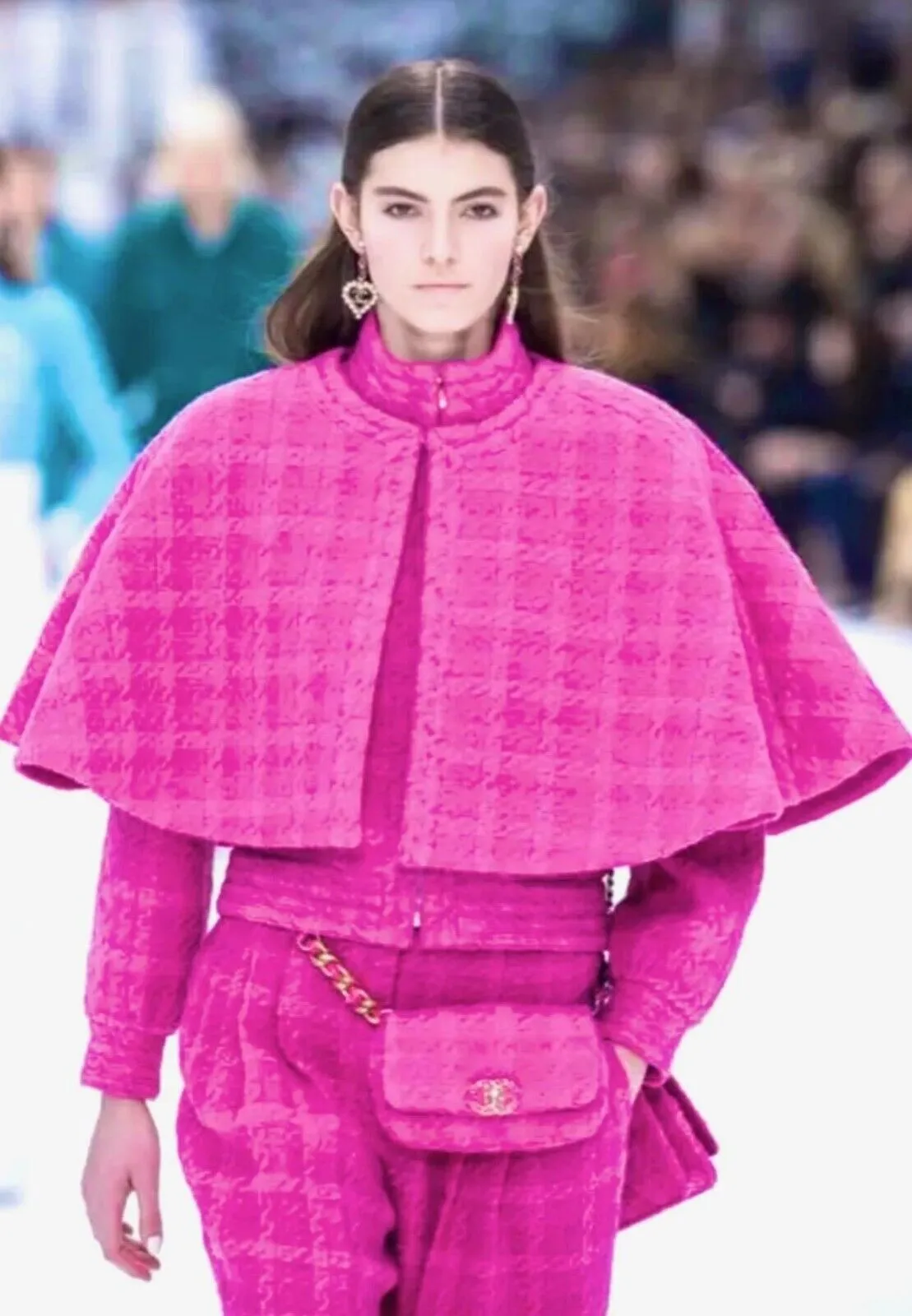 CHANEL CAMELLIA TWEED CAPE JACKET
