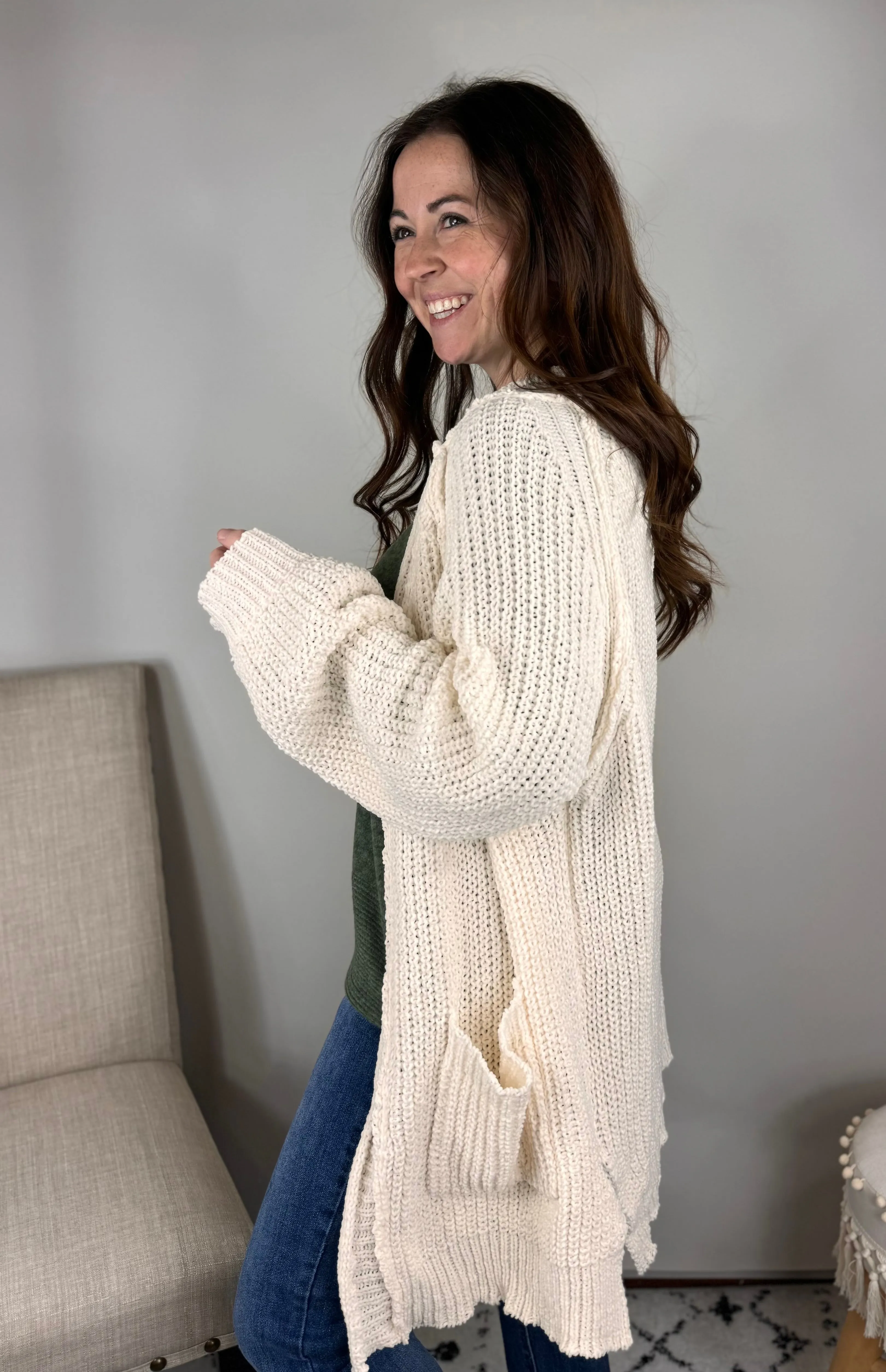 Cindy Chunky Cream Cardigan