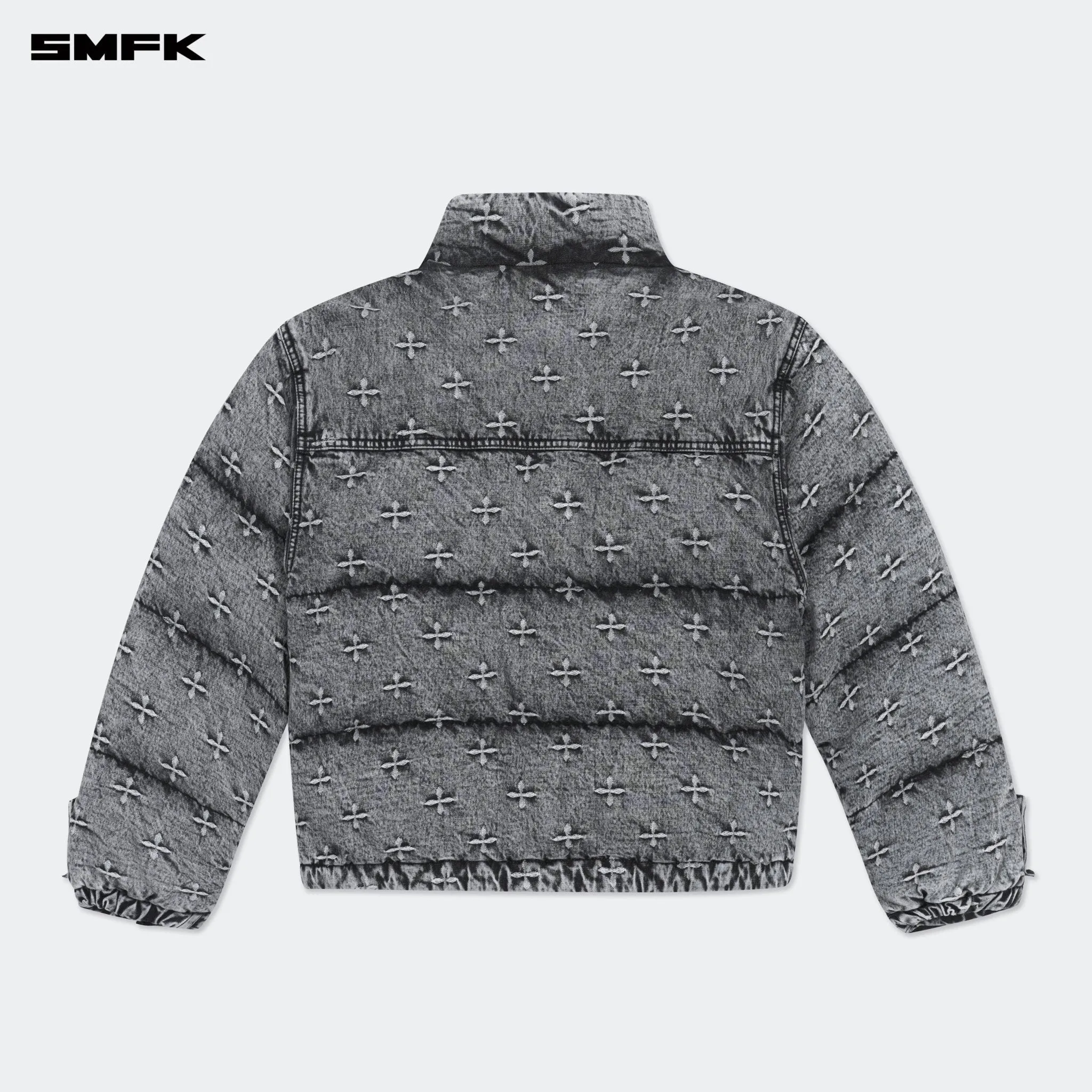 Compass Mustang Classic Denim Puffer Jacket In Gray