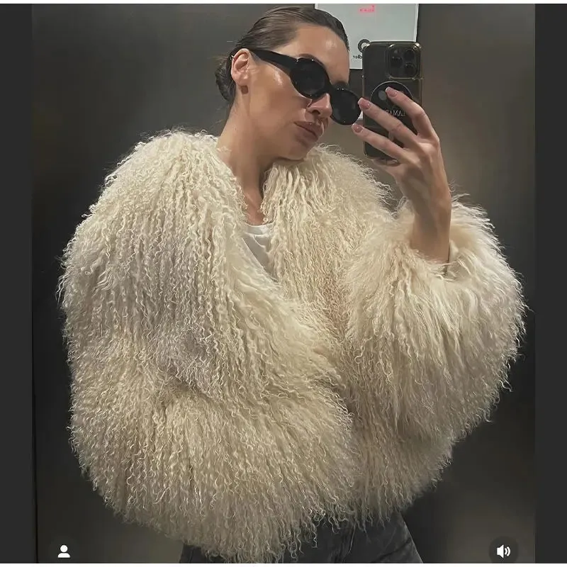 Cuddle Puff Faux Fur Crop Jacket
