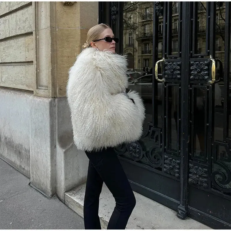 Cuddle Puff Faux Fur Crop Jacket