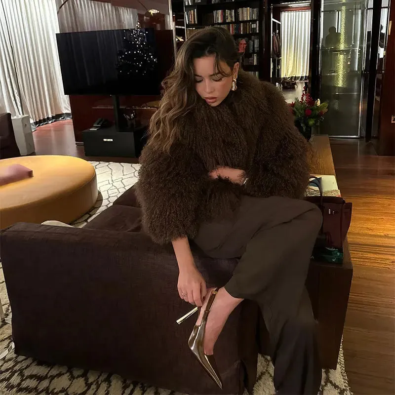 Cuddle Puff Faux Fur Crop Jacket