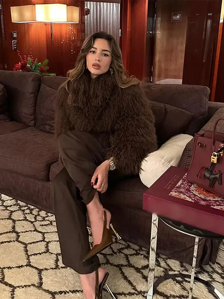 Cuddle Puff Faux Fur Crop Jacket