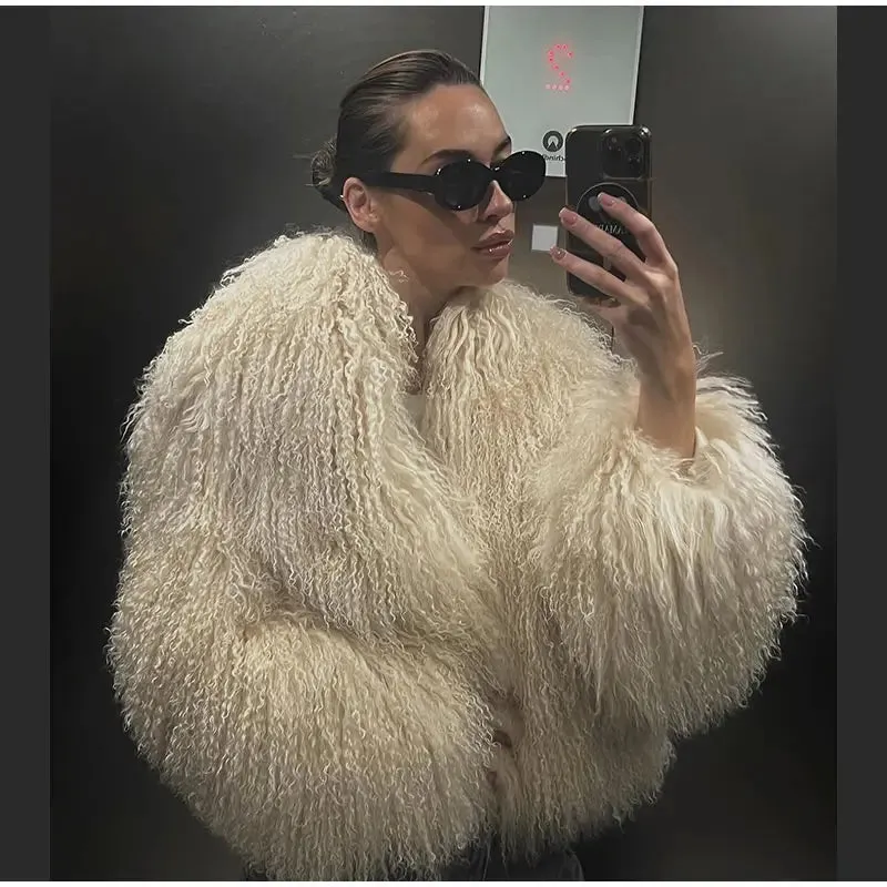 Cuddle Puff Faux Fur Crop Jacket