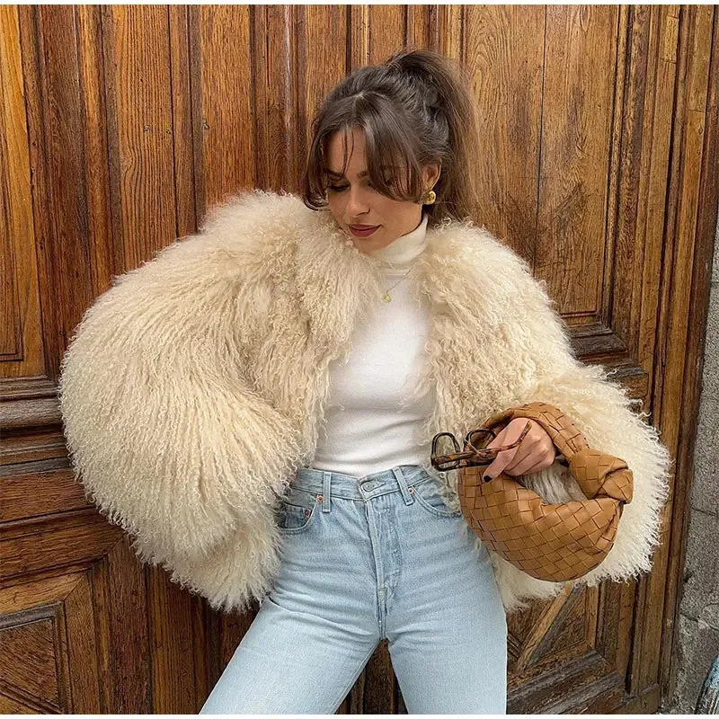 Cuddle Puff Faux Fur Crop Jacket