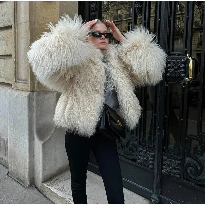 Cuddle Puff Faux Fur Crop Jacket
