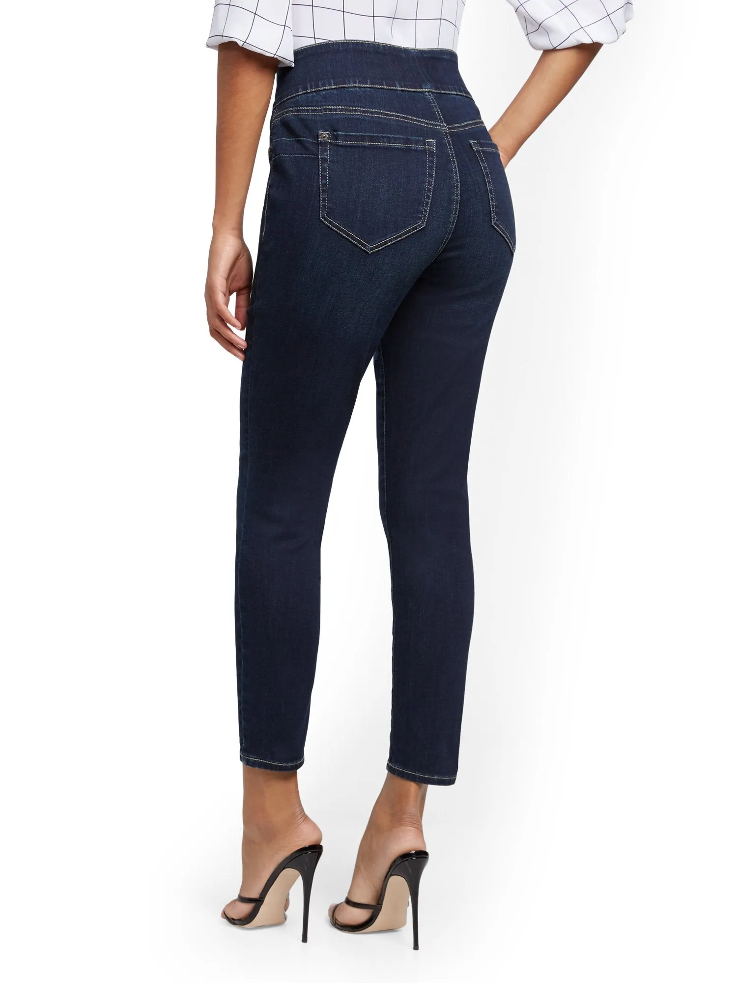 Feel Good High-Waisted No Gap Pull-On Super-Skinny Ankle Jeans - Moonlight Blue