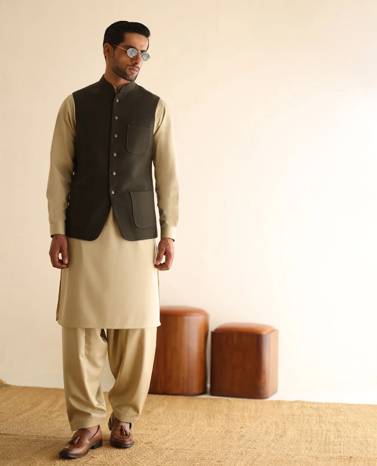 GREEN TWEED WAISTCOAT