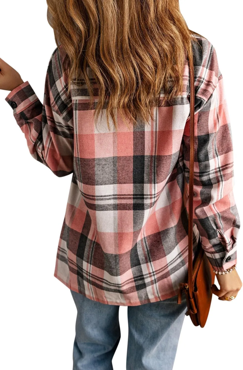 KINLONSAIR Womens Casual Flannel Plaid Shirts Oversized Lightweight Fall Shirt Coat Long Sleeve Button Down Blouse Tops