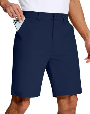 Mens Golf Dress Shorts 9 Inch with 5 Pockets Stretch Lightweight Quick Dry Chino Flat Front Shorts for Work Casual