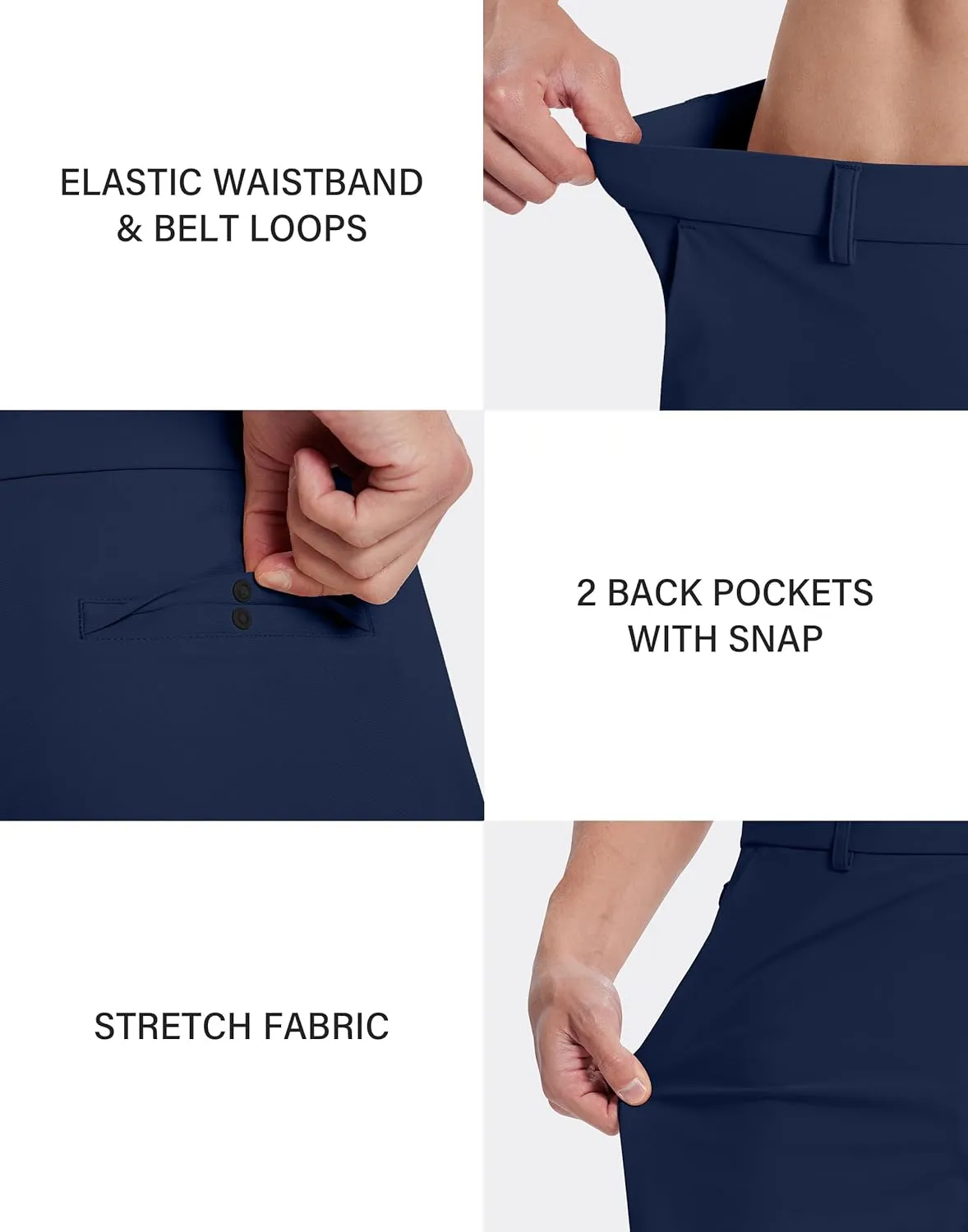 Mens Golf Dress Shorts 9 Inch with 5 Pockets Stretch Lightweight Quick Dry Chino Flat Front Shorts for Work Casual