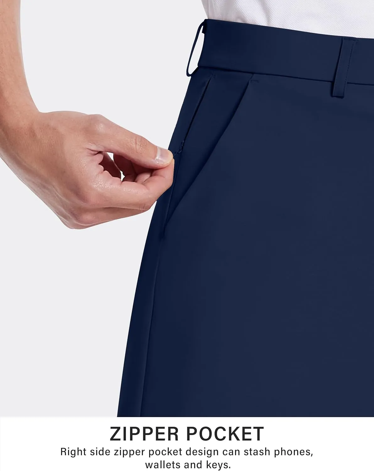 Mens Golf Dress Shorts 9 Inch with 5 Pockets Stretch Lightweight Quick Dry Chino Flat Front Shorts for Work Casual