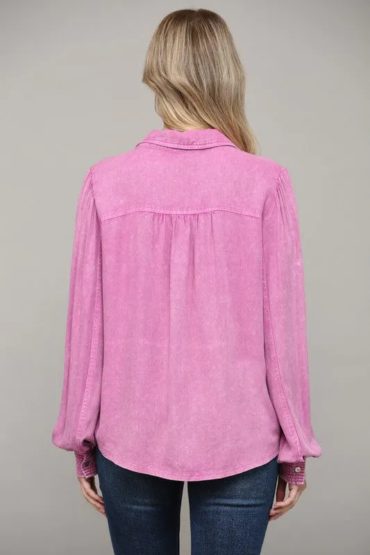 Orchid Button Down Top