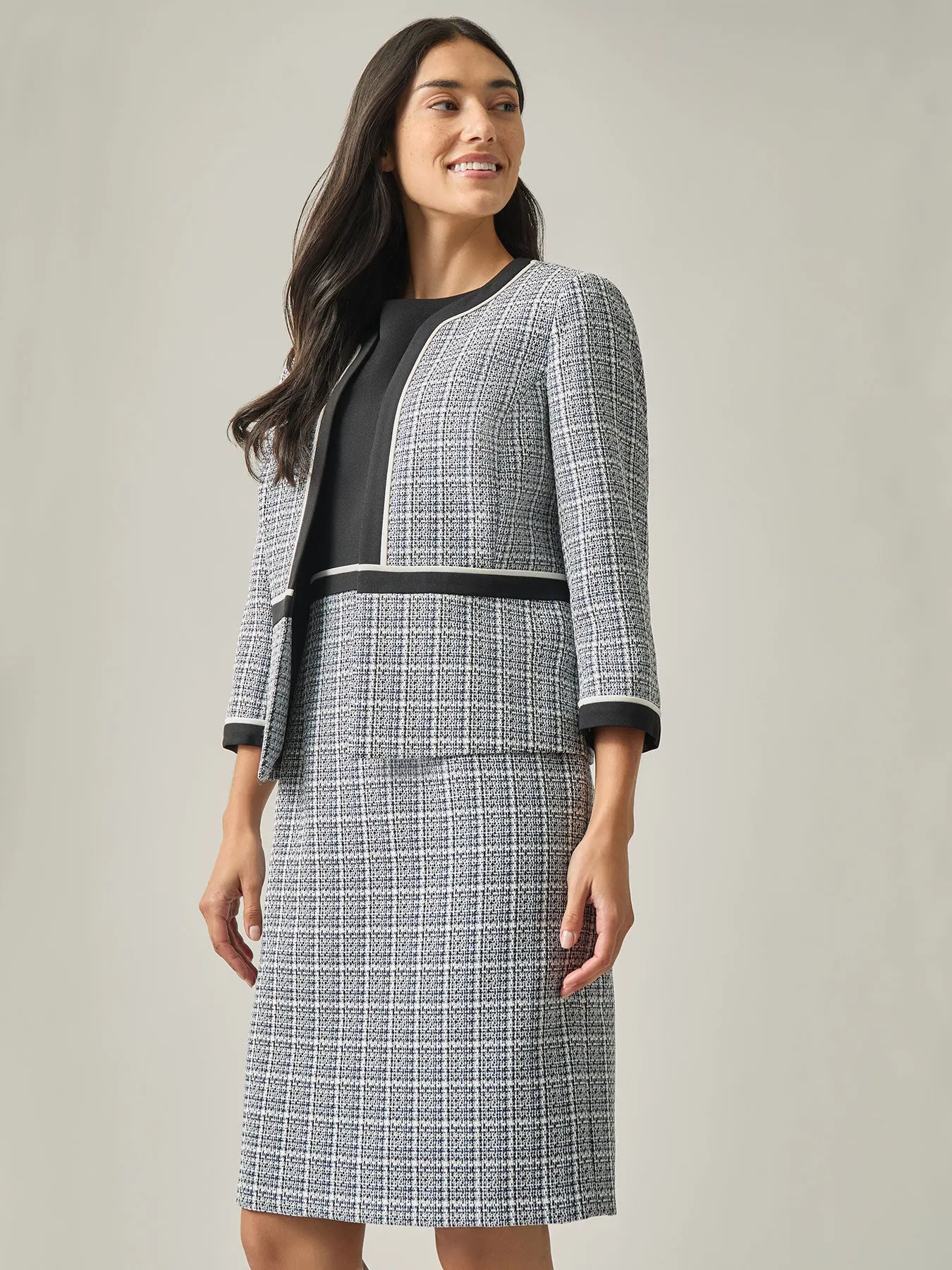 Petite Framed Cardigan, Tweed