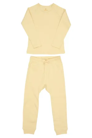 Rib Jersey Long Johns Set - Pale Yellow