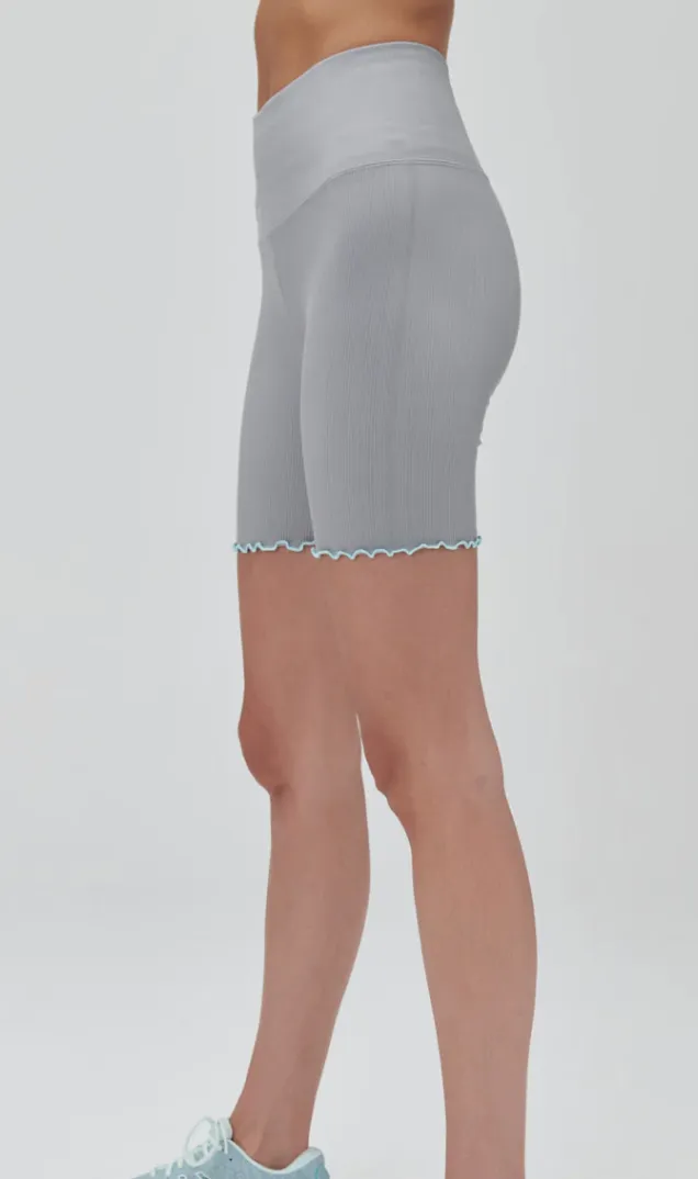 Spiritual Gangster Seamless Ruffle Biker  Fossil Grey