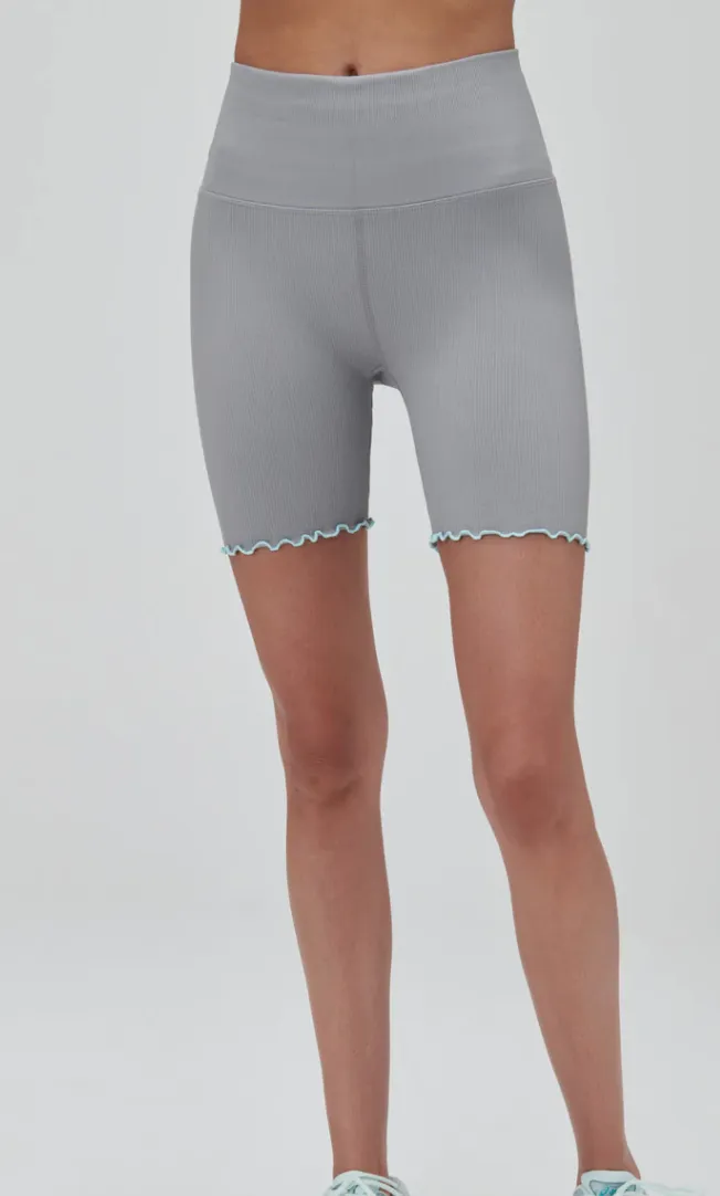 Spiritual Gangster Seamless Ruffle Biker  Fossil Grey