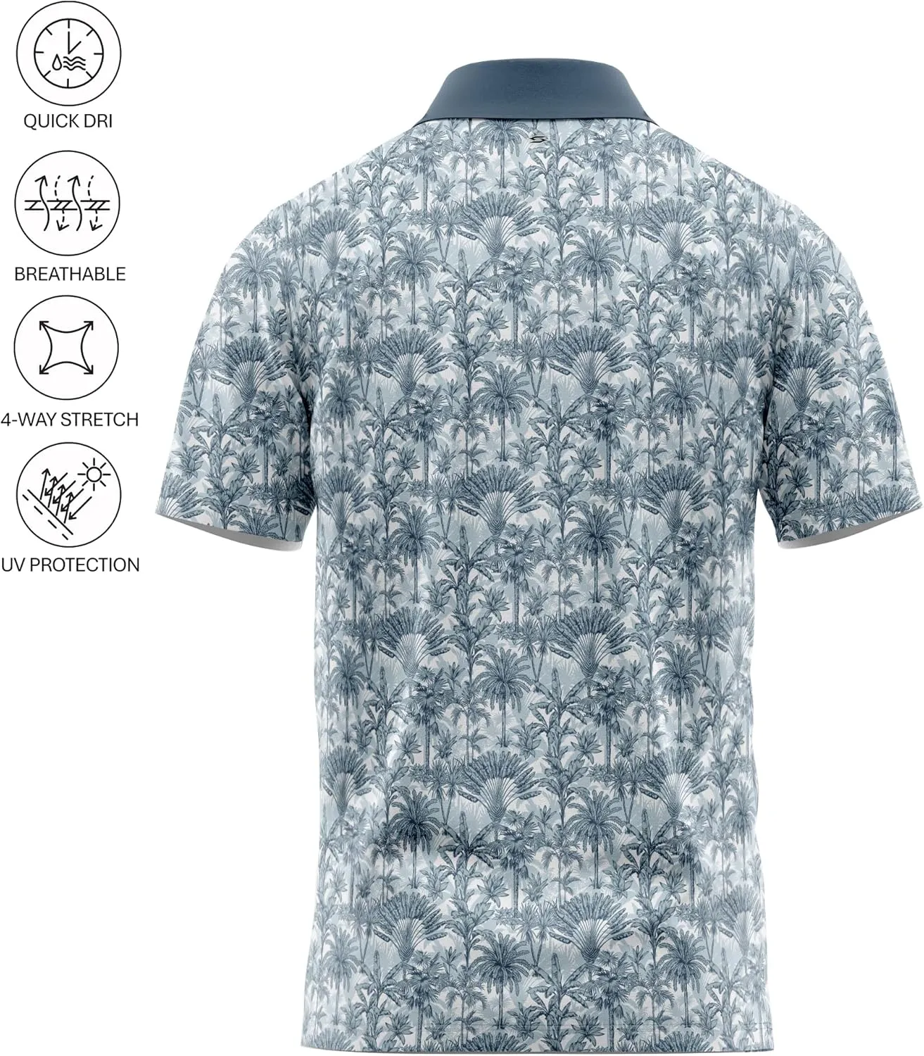 Tropical Hawaiian Golf Polo Shirt  Men Sizes S Thru 5XL Performance Moisture Wicking Dri Fit Flamingo Resort Wear Pickleball
