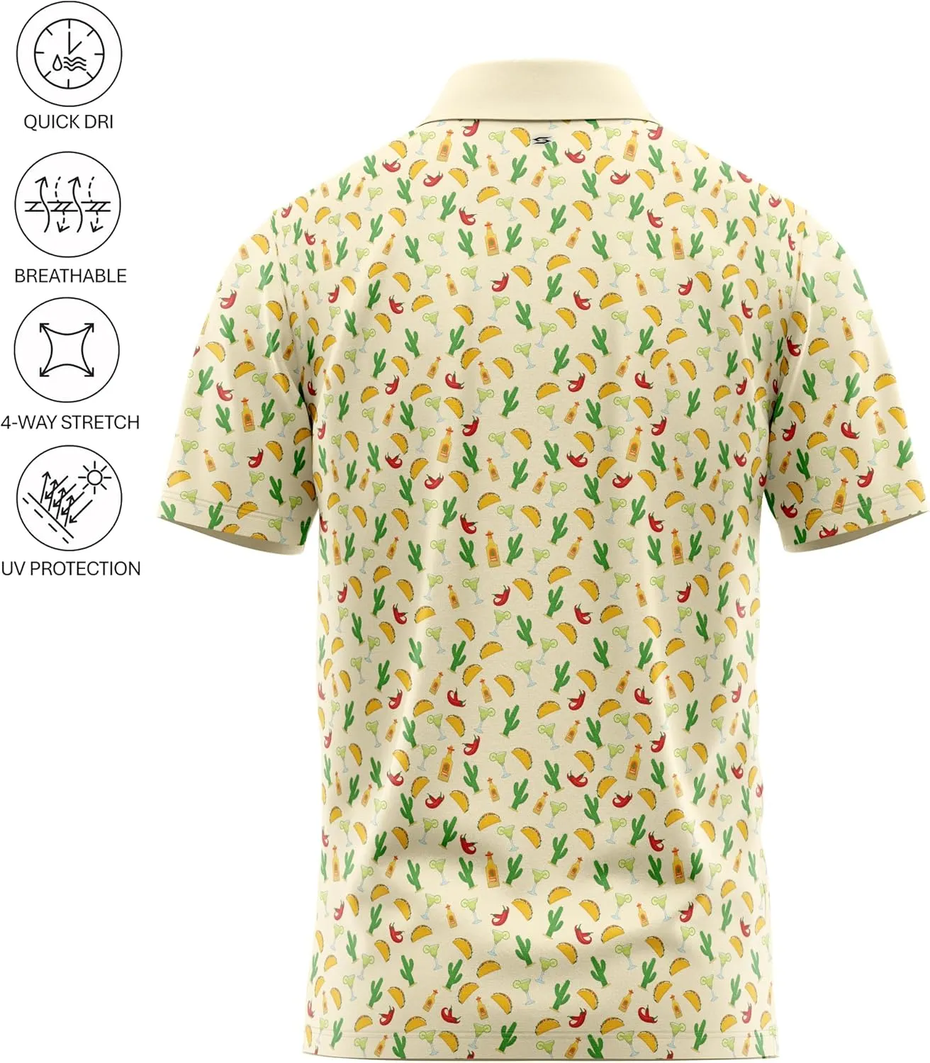 Tropical Hawaiian Golf Polo Shirt  Men Sizes S Thru 5XL Performance Moisture Wicking Dri Fit Flamingo Resort Wear Pickleball