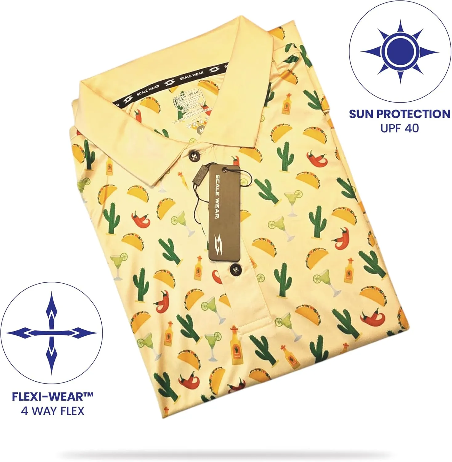 Tropical Hawaiian Golf Polo Shirt  Men Sizes S Thru 5XL Performance Moisture Wicking Dri Fit Flamingo Resort Wear Pickleball