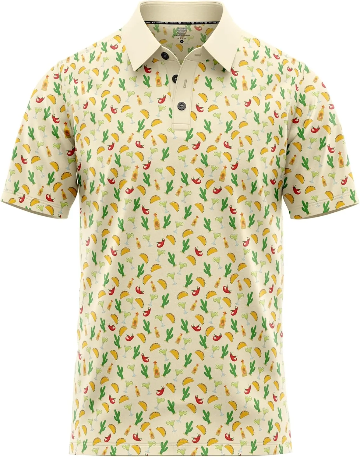 Tropical Hawaiian Golf Polo Shirt  Men Sizes S Thru 5XL Performance Moisture Wicking Dri Fit Flamingo Resort Wear Pickleball