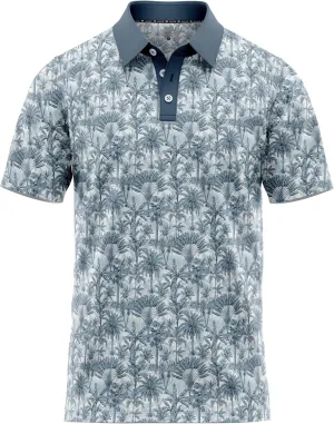 Tropical Hawaiian Golf Polo Shirt  Men Sizes S Thru 5XL Performance Moisture Wicking Dri Fit Flamingo Resort Wear Pickleball