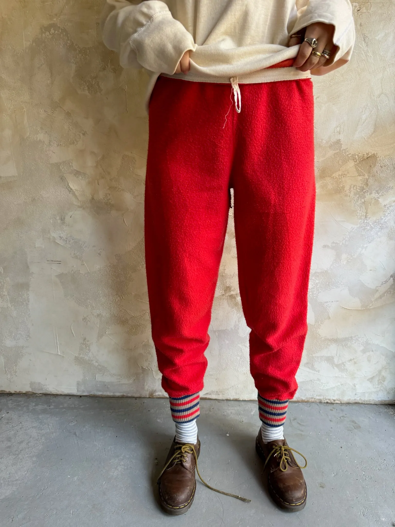 Vintage Red Fleece Long-Johns