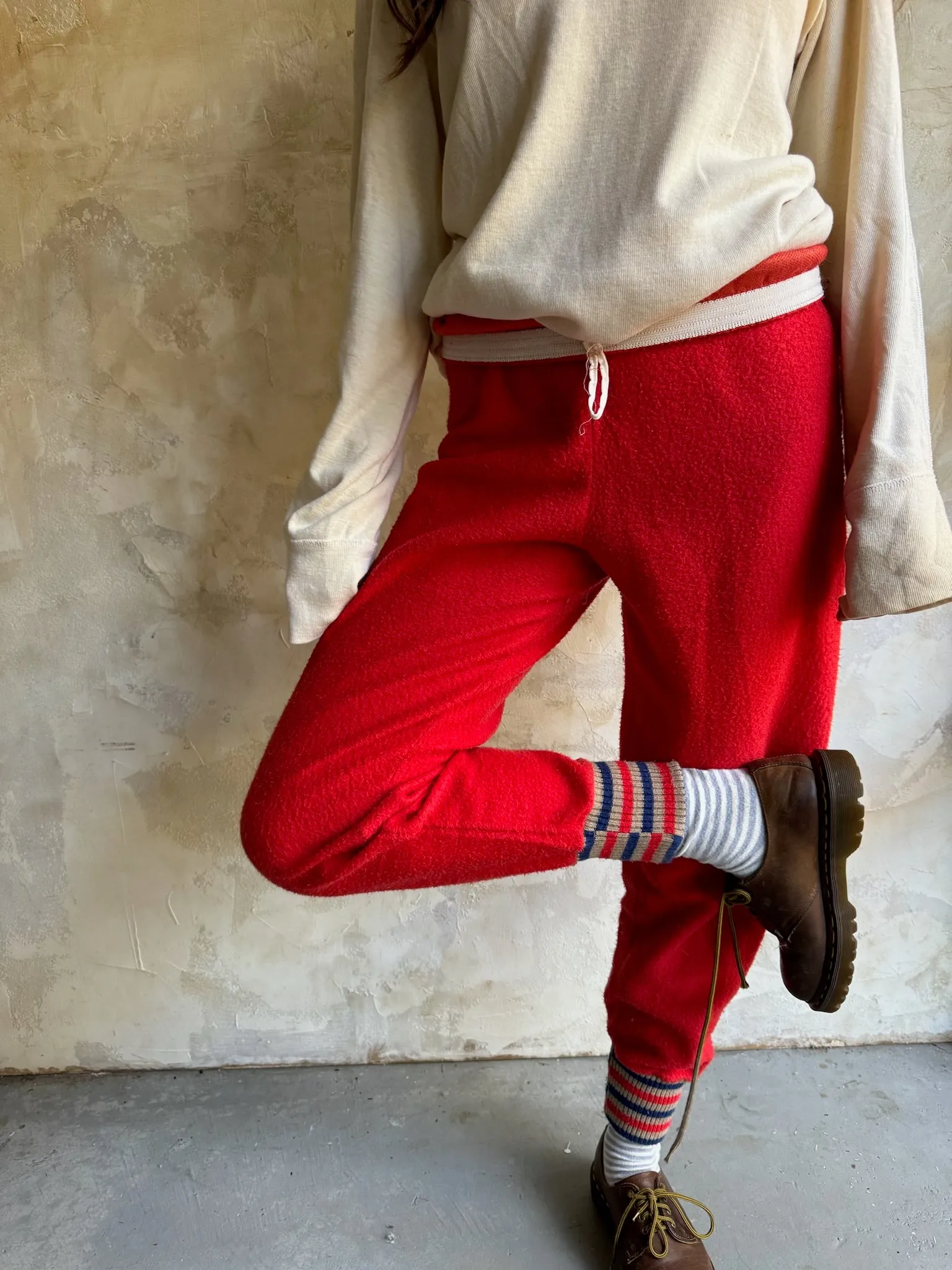 Vintage Red Fleece Long-Johns