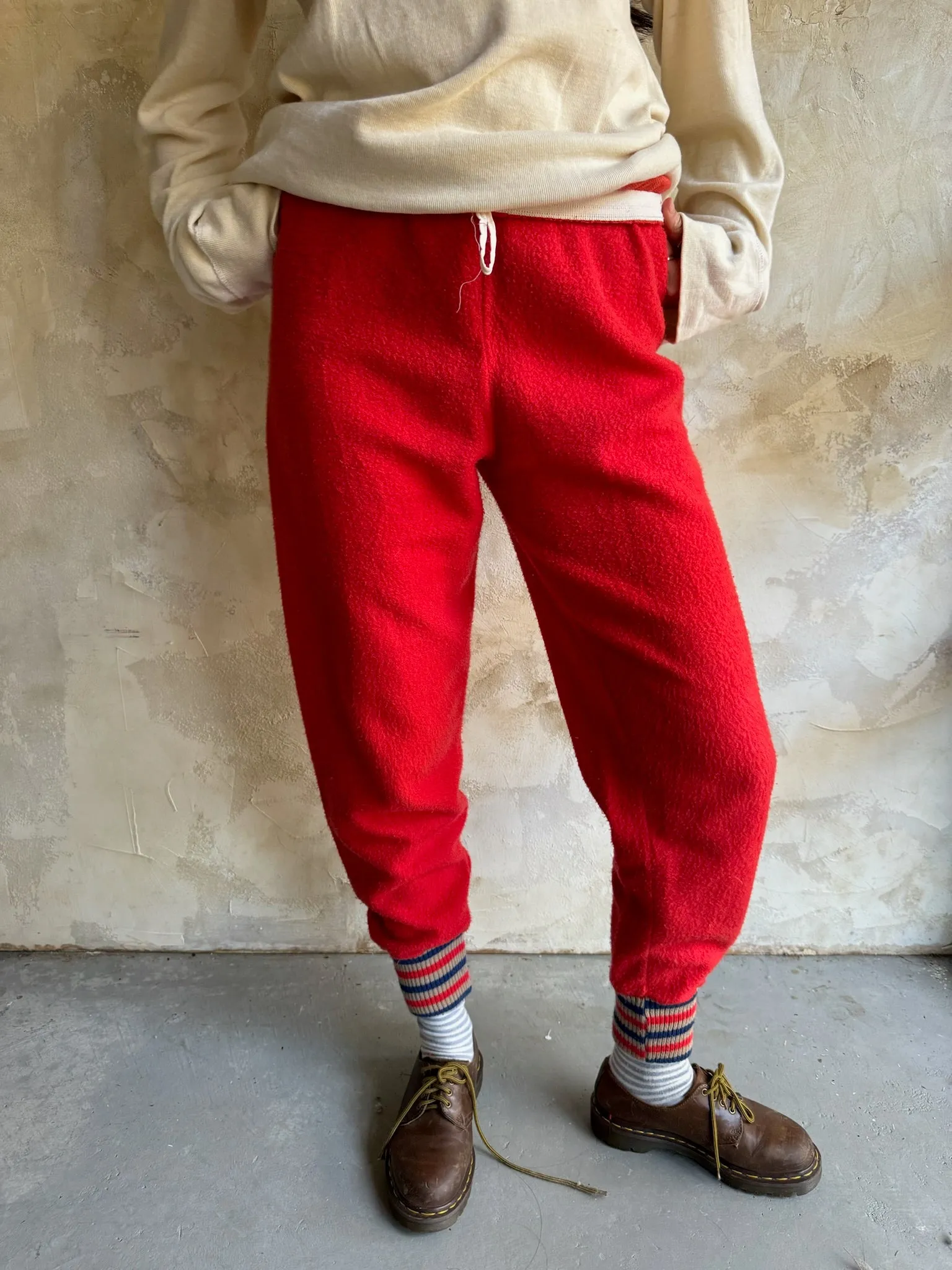 Vintage Red Fleece Long-Johns