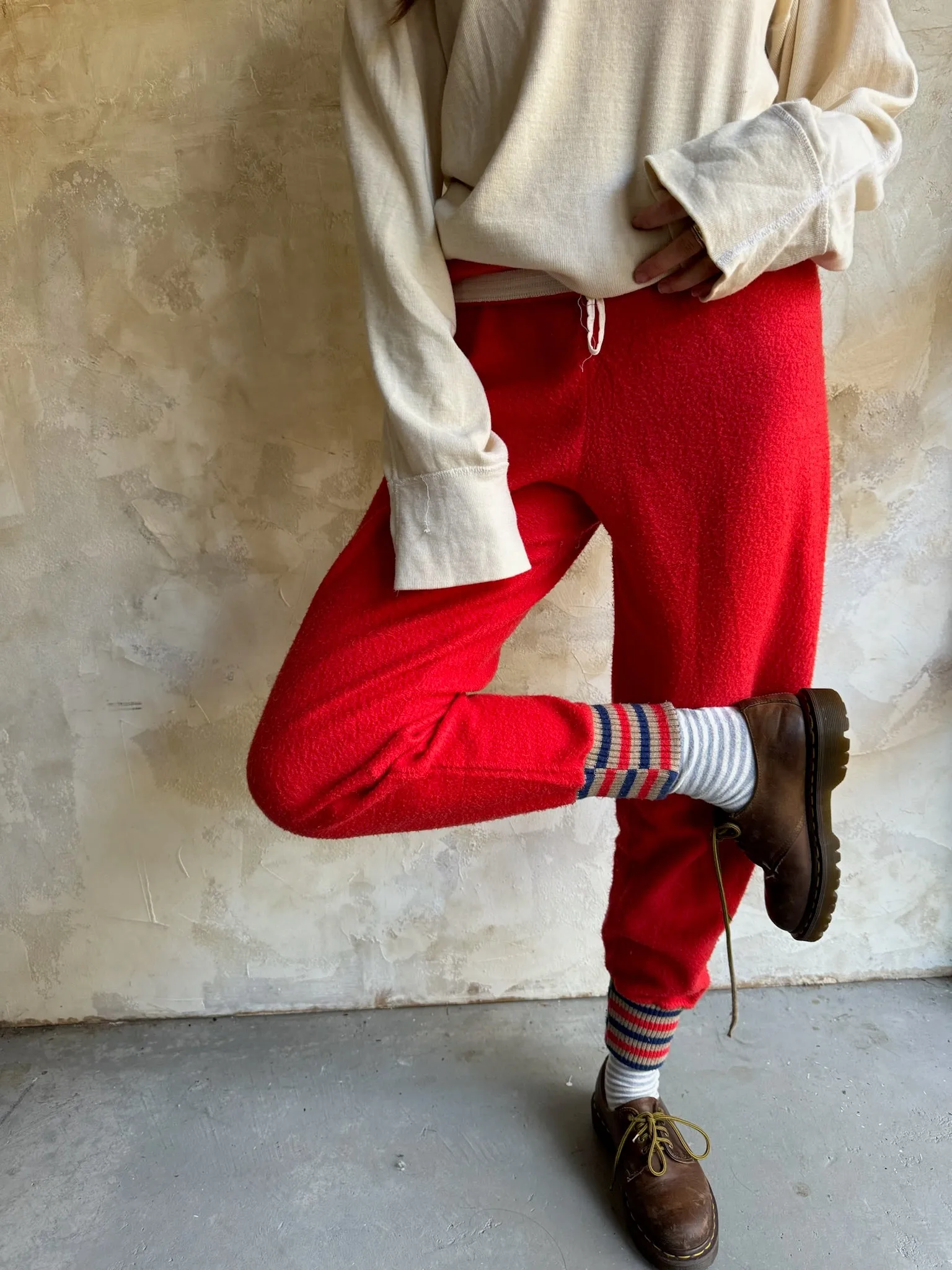 Vintage Red Fleece Long-Johns