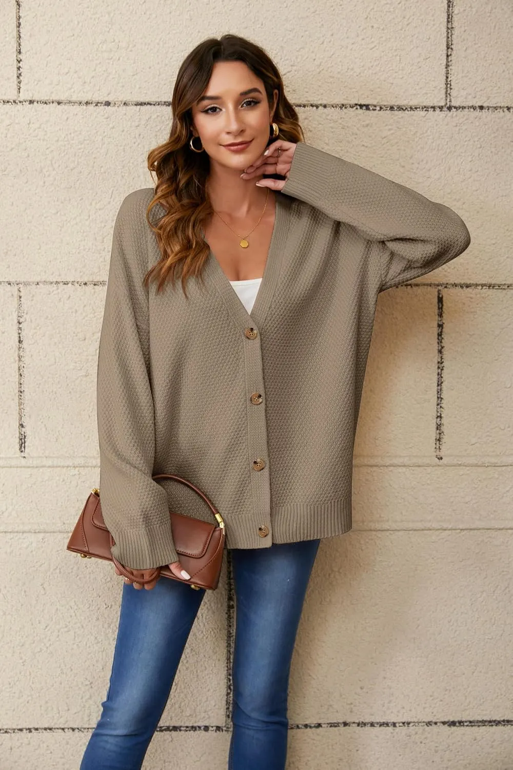 Women's Cardigan Sweaters Button-Down Open Front Long Sleeve Oversized Knit Cardigans Chunky Fall Outerwear