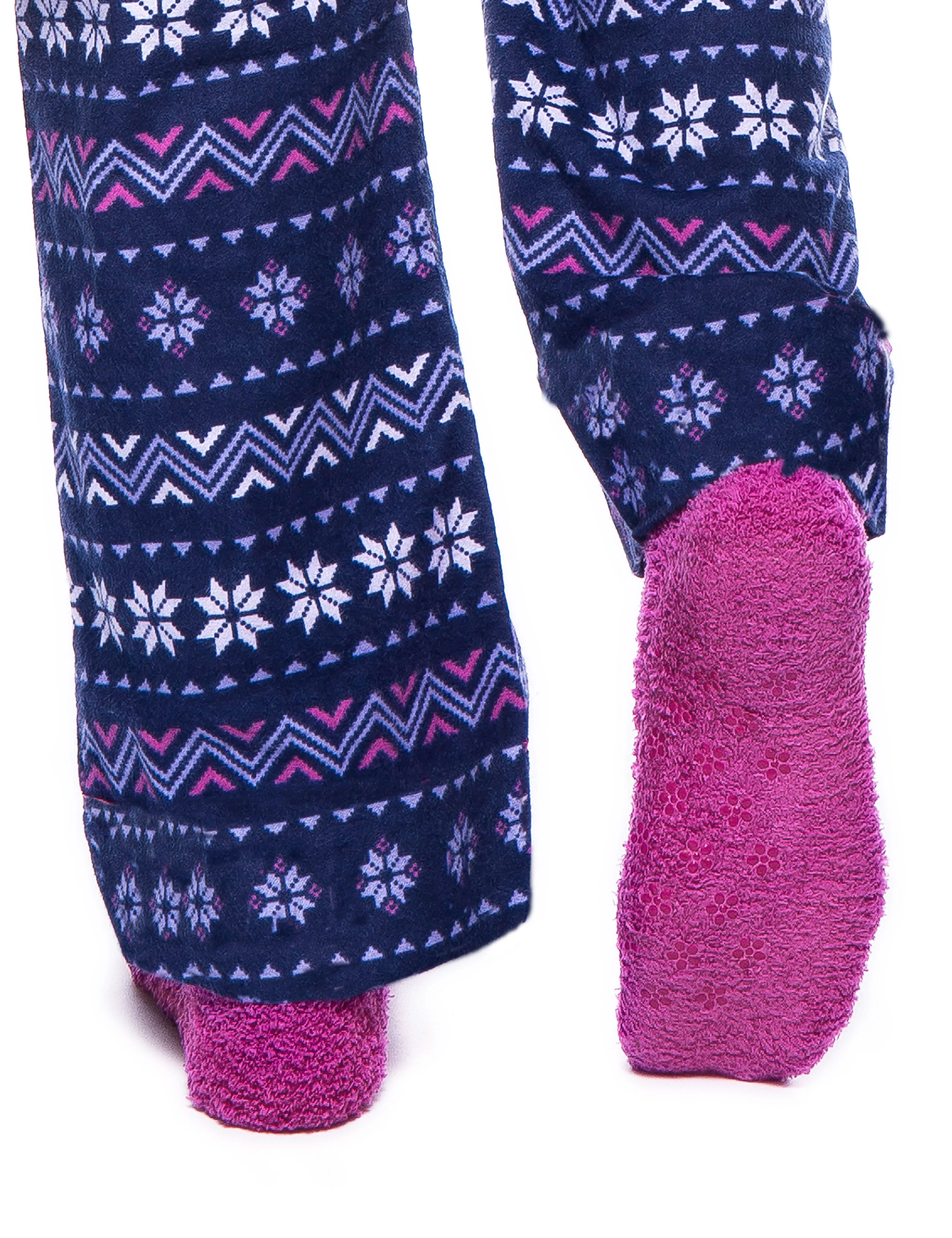 Womens Premium 100% Cotton Flannel Lounge Pants - Nordic Snowflakes Blue